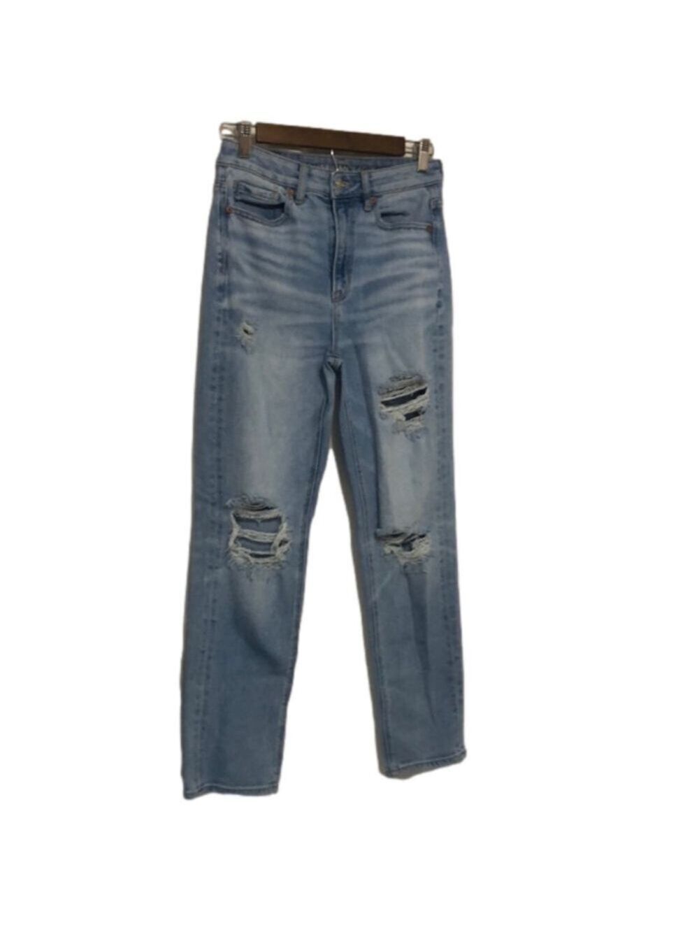 American Eagle Ripped Mom Straight Jeans Size 2